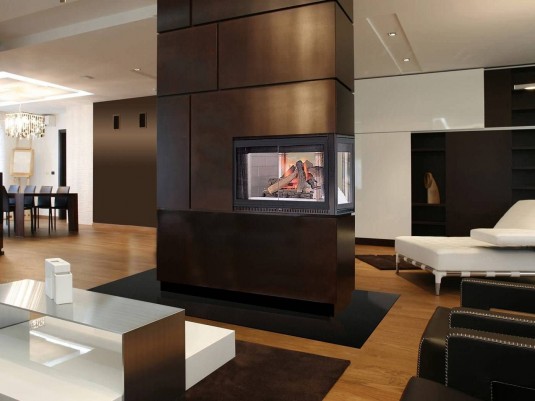 contemporary living room witg fireplace