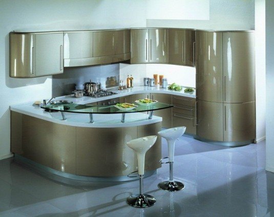 curved kitchen island-modern