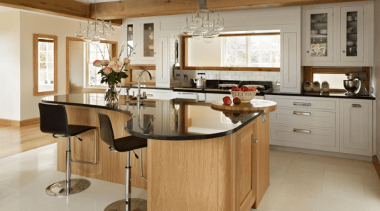 curved kitchen island-wood