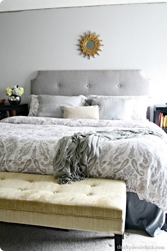 diy tufted headboard-gray