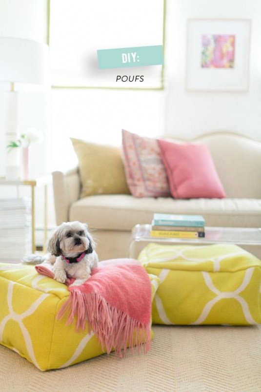 dog bed-yellow and white