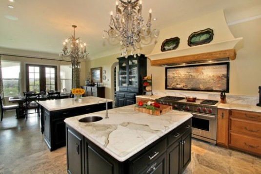 double kitchen islands-white and black