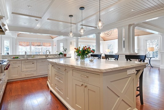 kitchen island lighting-big white kitchen