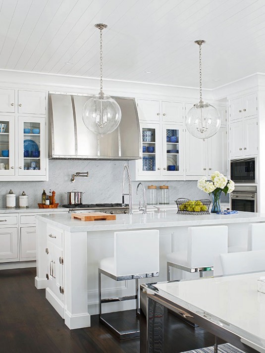 kitchen island lighting-white kitchen