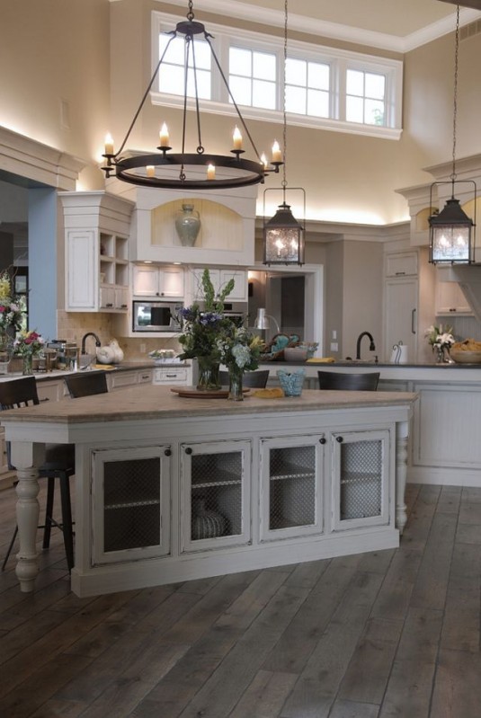 kitchen island lighting-wooden kitchen