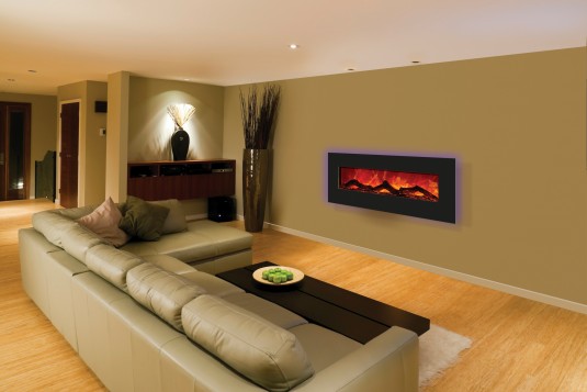 living room with electric fireplace