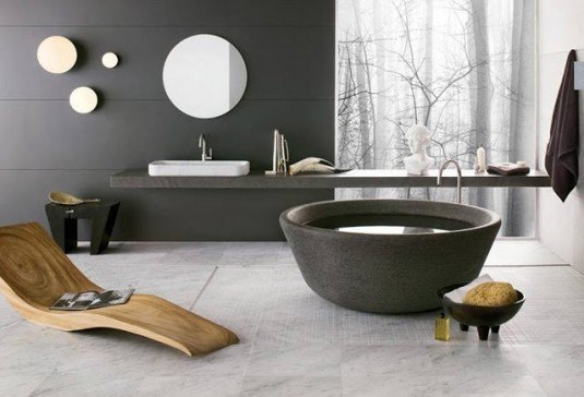 modern bathroom-black bathtub