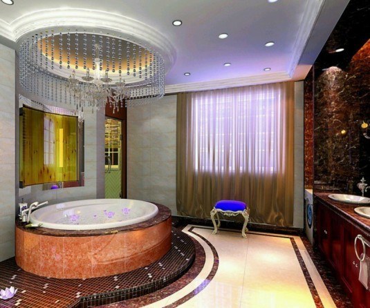 modern bathroom-brown bathtub