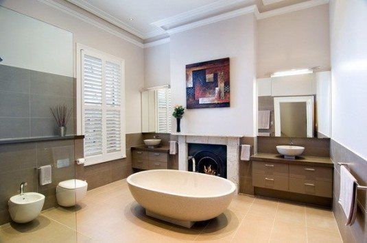 modern bathroom-round bathtub