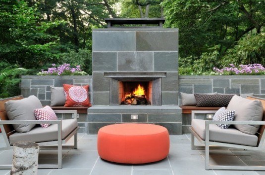 outdoor furniture and firepit