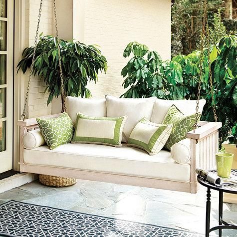 patio swing-white and green