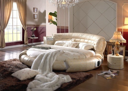 round bed-beige