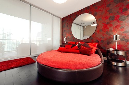 round bed-red