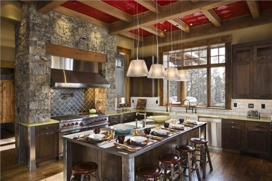 rustic kitchen-stone wall