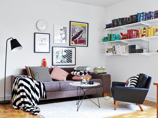 scandinavian living room-stripes