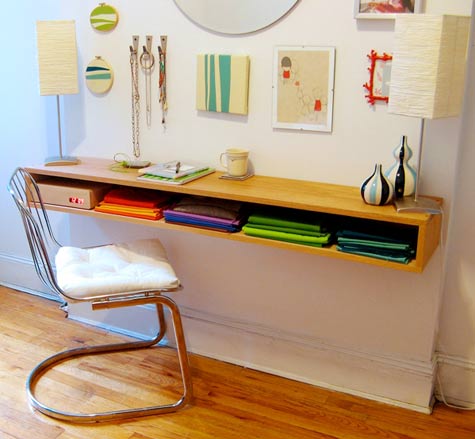 space saving desk - minimalist oak desk