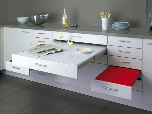 space saving dinning table-open shelves