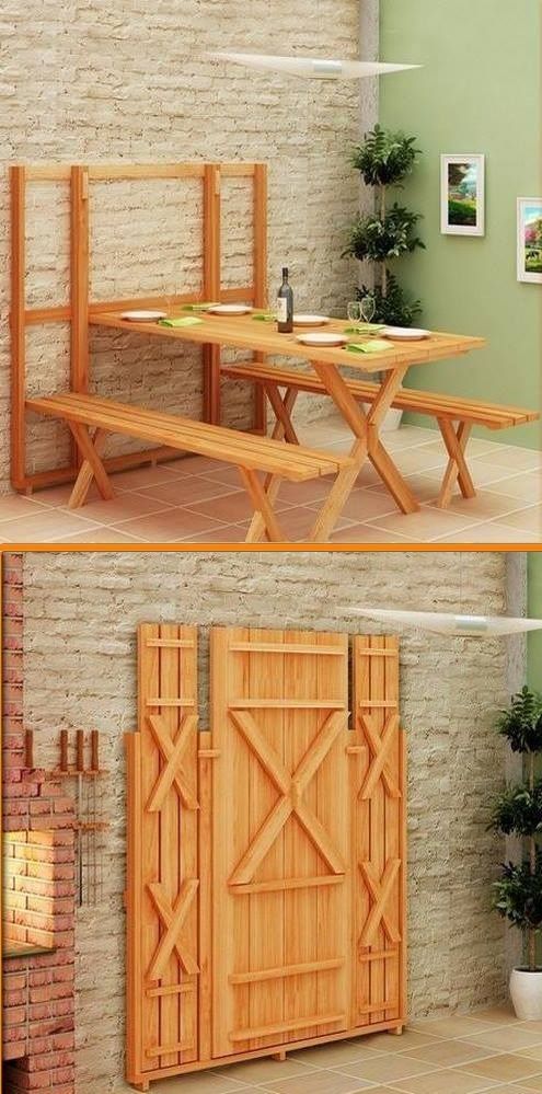 space saving wooden dinning table