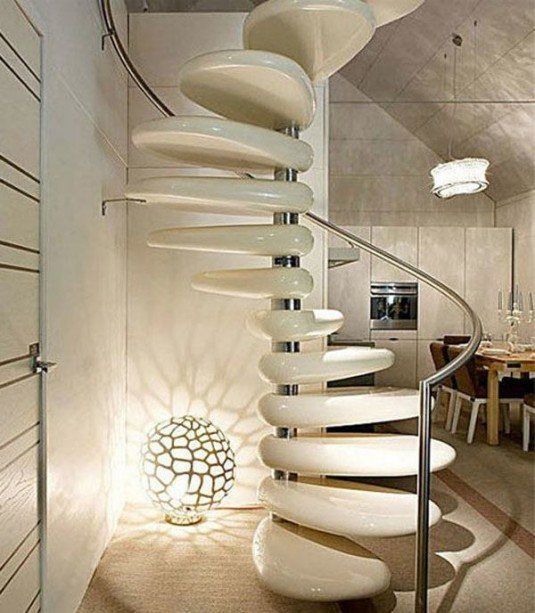 spiral staircase-stone and steel