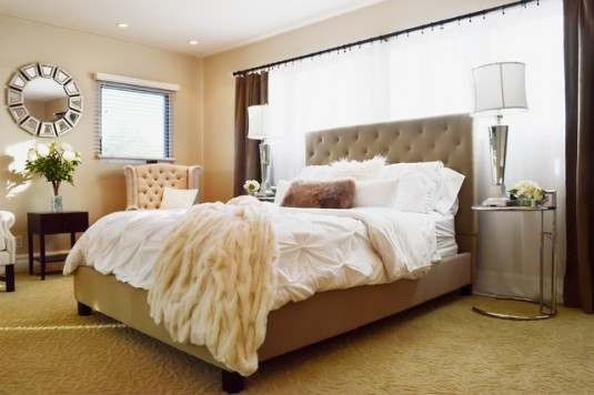 tufted bed-brown