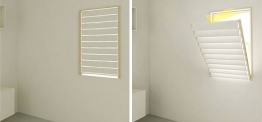 window blinds folds as a rack