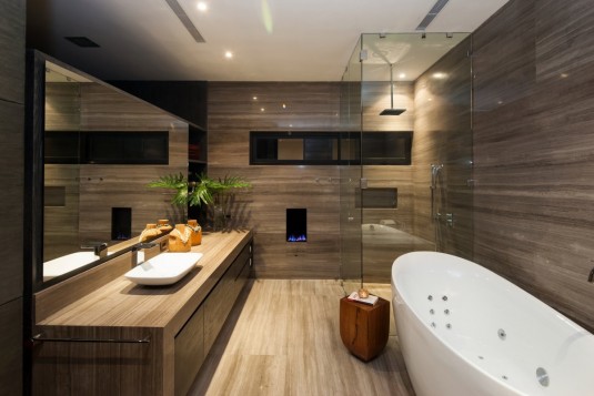 wooden bathroom