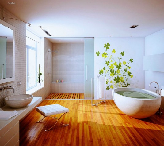 wooden bathroom-floor