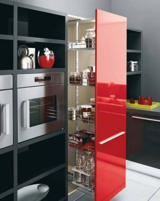 kitchen cabinet-black and red