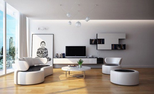 living room-white and black