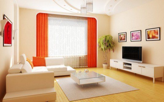 living room-white and orange