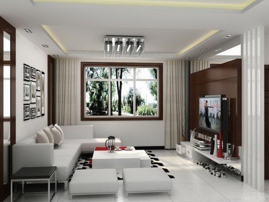 living room-white, black and red