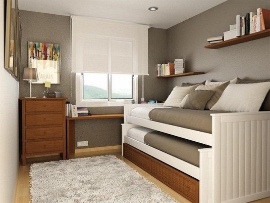 small bedroom-brown and white