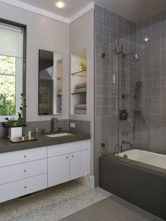 bathroom-gray and white