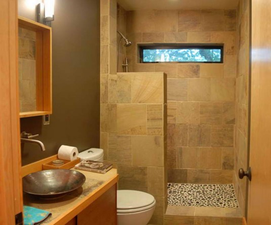 bathroom-wood and stone