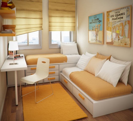 bedroom-white and orange