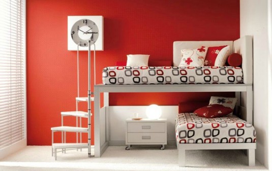 bedroom-white and red