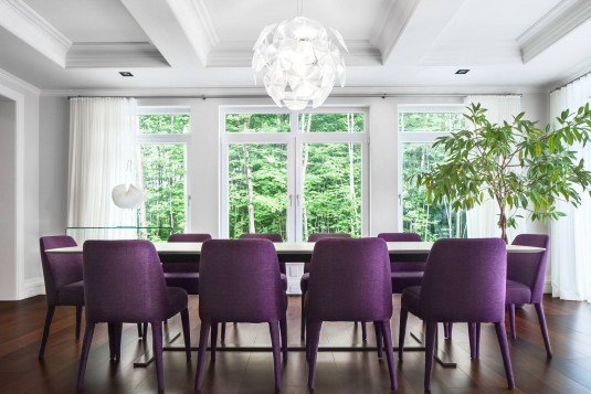 best-design-idea-purple-chairs-white-table-dining-room