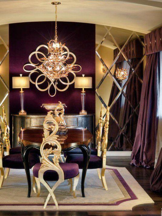 fantastic-purple-and-gold-accent-dining-room