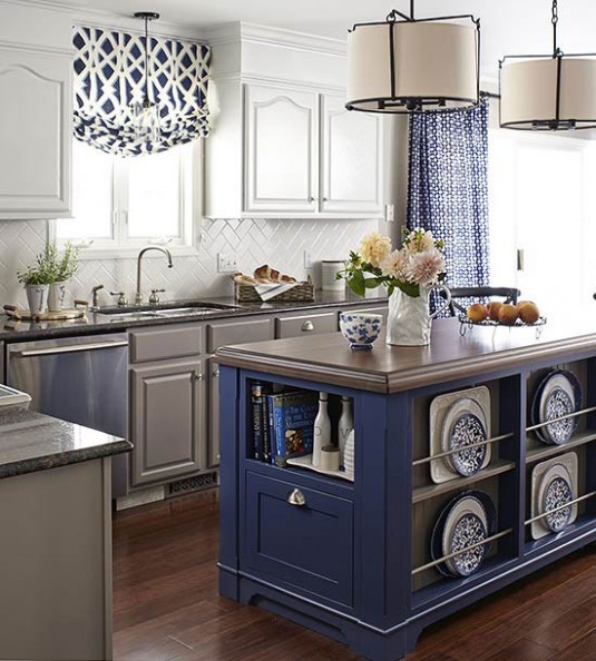 kitchen-blue and white