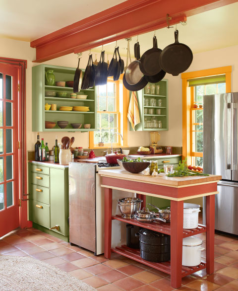 kitchen-green and brown