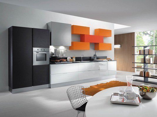 kitchen-orange and black