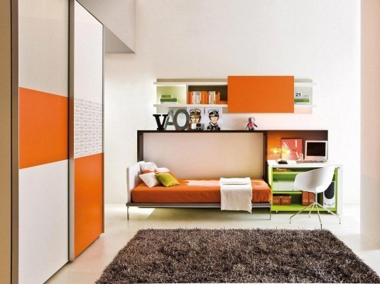 new-innovation-space-saving-kids-rooms-with-orange-modern-murphy-bed-awesome-twin-murphy-bed-modern-horizontal-wall-bed-design-twin-comfy-mattress-plus-orange-mattress-cover-padded-pillow-in-white-con