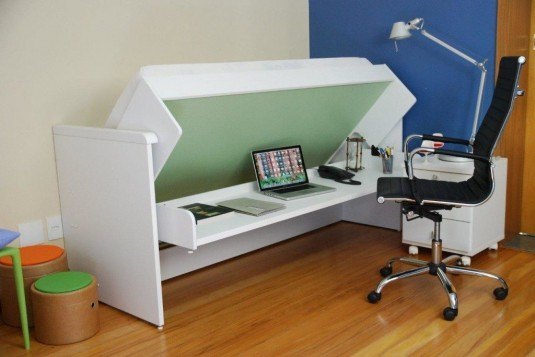 space saving bed and desk