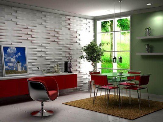 Modern Interior Furniture Small Dining Space Bamboo Wall Panels