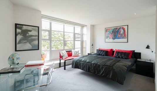 black and red bedroom