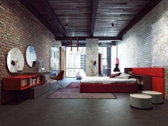 modern-bedroom-brick-wall-moves-and-brown
