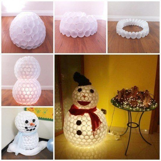 plastic cup snowman