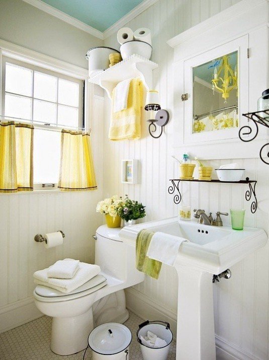 white and yellow bathroom
