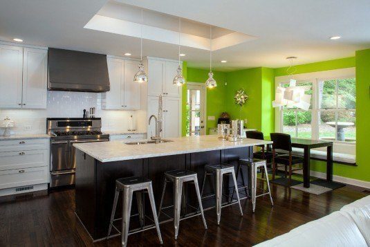 Fresh-Interior-Design-and-Modern-Kitchen-Shelf-with-Simple-Dining-Table-also-Green-White-Walls-Atlanta-Kitchen-Design-Ideas