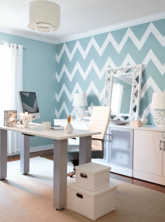 Interior-designer-Jo-Alcorn-Whitewash-Co-home-office-chevron-wall-blue
